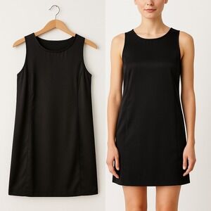 Jessica McClintock Gunne Sax Black Minimalist Shift Dress VTG 90 Deadstock